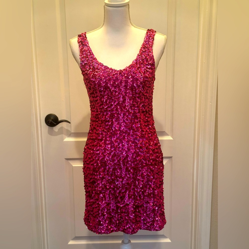 Amber Blue Hot Pink Sequin Dress